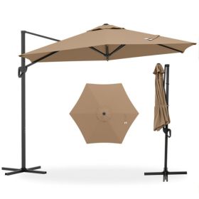 9x8.2FT Cantilever Patio Umbrella, Double-Tier Vented Offset Umbrella For Garden Pool-Brown