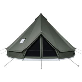 Canvas Bell Tent, 4 Seasons 16.4 ft Yurt Tent for Camping with Stove Jack, Canvas Breathable Holds up to 7 People with Zipped Detachable Floor