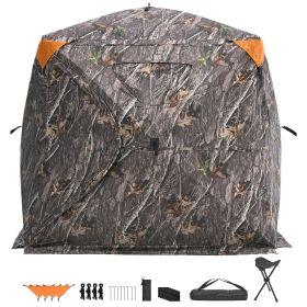 Hunting Blind, 270° See Through Ground Blind, 4-5 Person Pop Up Deer Blind for Hunting with Carrying Bag, Portable Resilient Hunting Tent