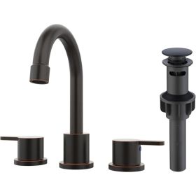 Widespread Bathroom Sink Faucet Oil Rubbed Bronze 2 Handle 8 Inch 3 Hole 360' Swivel Spout Vanity Sink With Pop Up Drain Assembly-Unable Ship On Weeke