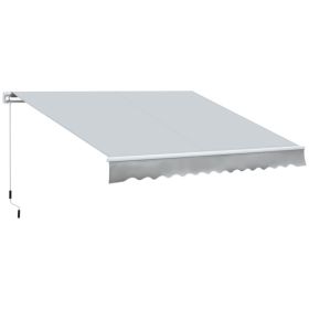 12 x 8 Retractable Awning Patio Awnings Sun Shade Shelter with Manual Crank Handle, 280g/mÂ² UV & Water-Resistant Fabric and Aluminum Frame for Deck,