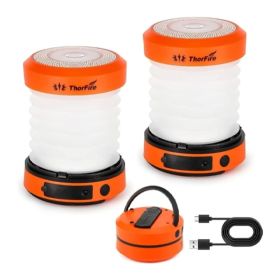 2PCS 4PCS THORFIRE Collapsible LED Camping Lamp Rechargeable Portable Handheld Torch Flashlight With 4 Light Modes Power Outage,Hiking,Emergency,Fishi (Option: 2)